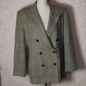Vintage Embassy Row Double Breasted Blazer Womens 8 Wool Houndstooth